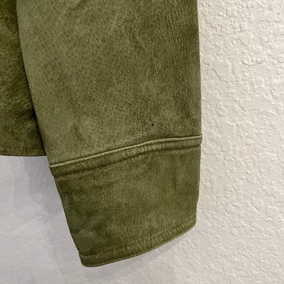 Vintage Live a Little Womens Suede Jacket L 90s Grunge Collared Snap Olive Green - Picture 16 of 16